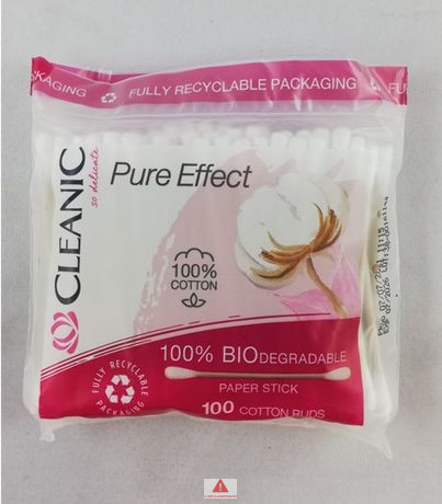 Cleanic fültisztító ut. 100db-os zacskós Pure Effect (Bio lebomló)