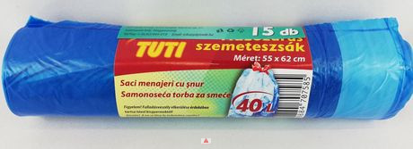 Tuti húzózáras szemeteszsák 40L Extra 15db/roll