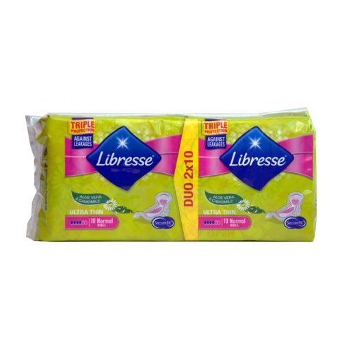 Libresse eü. betét 2X10db-os norm, aloe & caomile (u.v., szárnyas)