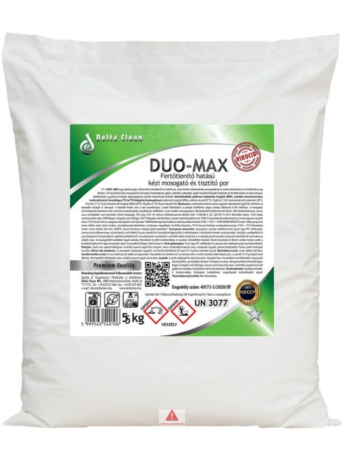 Duo max fertőtlenítőhatású kézi mosogató és tisztító por 5kg
