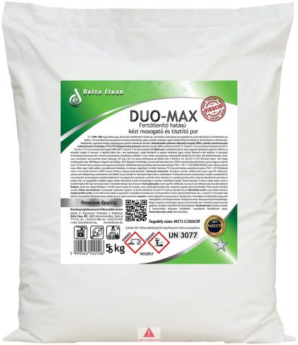Duo max fertőtlenítőhatású kézi mosogató és tisztító por (baktericid, MRSA, fungicid, szelektív virucid) 5kg