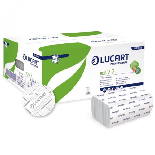 Lucart Eco V2 Hajtogatott környezetbarát kéztörlő  2 rtg, fehér, 20x190 lap/karton  863046
