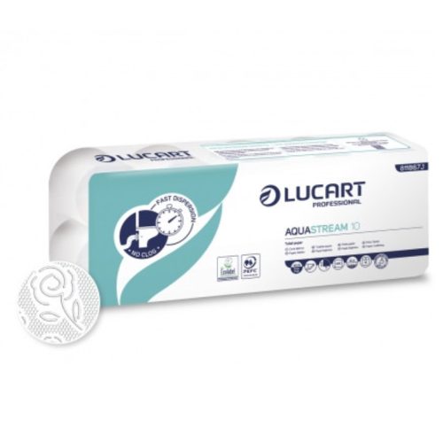 Lucart Aquastream 10 toalettpapír 2rtg. 200lap. 10tek.  10% cell. 811B67J