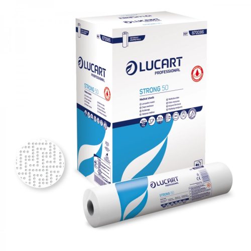 Lucart Strong 50 JOINT (CE jelöléssel)  Orvosi papírlepedő bakteriosztatikus 2 rtg. 100%cell. hófehér, 50 méter  6tek/krt  870086