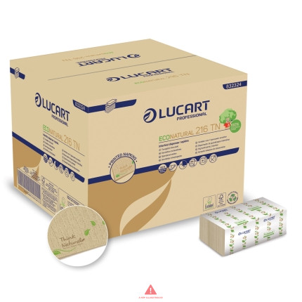 Lucart EcoNatural  216 TN L-ONE adagolós hajtogatott szalvéta, natural, 16,4x24, 2rtg, 150lap, 40cs/krt 832324B