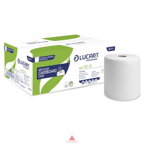 Lucart Eco 150 ID (Cardboard Core) Identity automata adagolású környezetbarát kéztörlőpapír , 2rtg. fehér, 150m, 6tek/krt.   861173