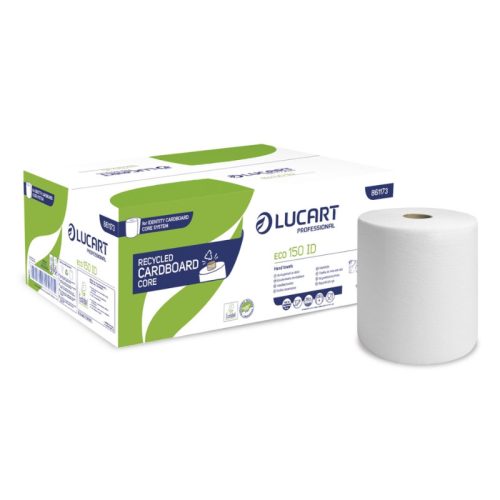Lucart Eco 150 ID (Cardboard Core) Identity automata adagolású környezetbarát kéztörlőpapír , 2rtg. fehér, 150m, 6tek/krt.   861173
