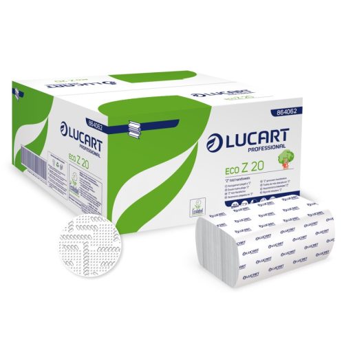 Lucart Eco Z 20 környezetbarát Hajtogatott keskenyített kéztörlő 2rtg.,fehér, 15x200 lap/karton  864062E