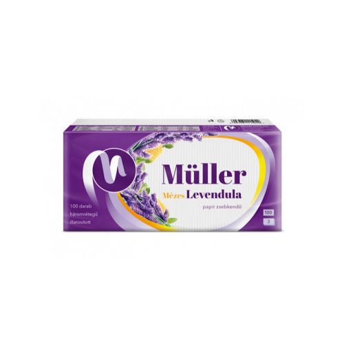 Müller Mézes Levendula  Papírzsebkendő 100db-os 3rtg, 100%cell..