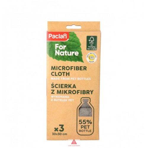 Paclan for Nature mikroszálas törlőkendő 55%-ban PET palackból 3db 30cm*30cm